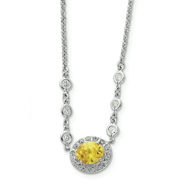 925 Argent Sterling Jaune and Clair Zircone Collier