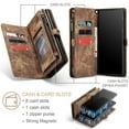 thumbnail image 4 of Samsung Note 20 Leather Detachable Wallet Zipper Case with 8 Card Slots Holder Magnetic case for Galaxy Note 20 Flip Wallet Handle Wrist Strap Shockproof Pocket Handbag for Man Woman, Darkbrown, 4 of 9