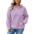 thumbnail image 2 of MLCDZ Women Fall Waffle Hoodies Pullover Hooded Long Sleeves Sweatshirt Drawstring Loose Fit Vacation Travel Oversized Tops with Pocket, 2 of 8