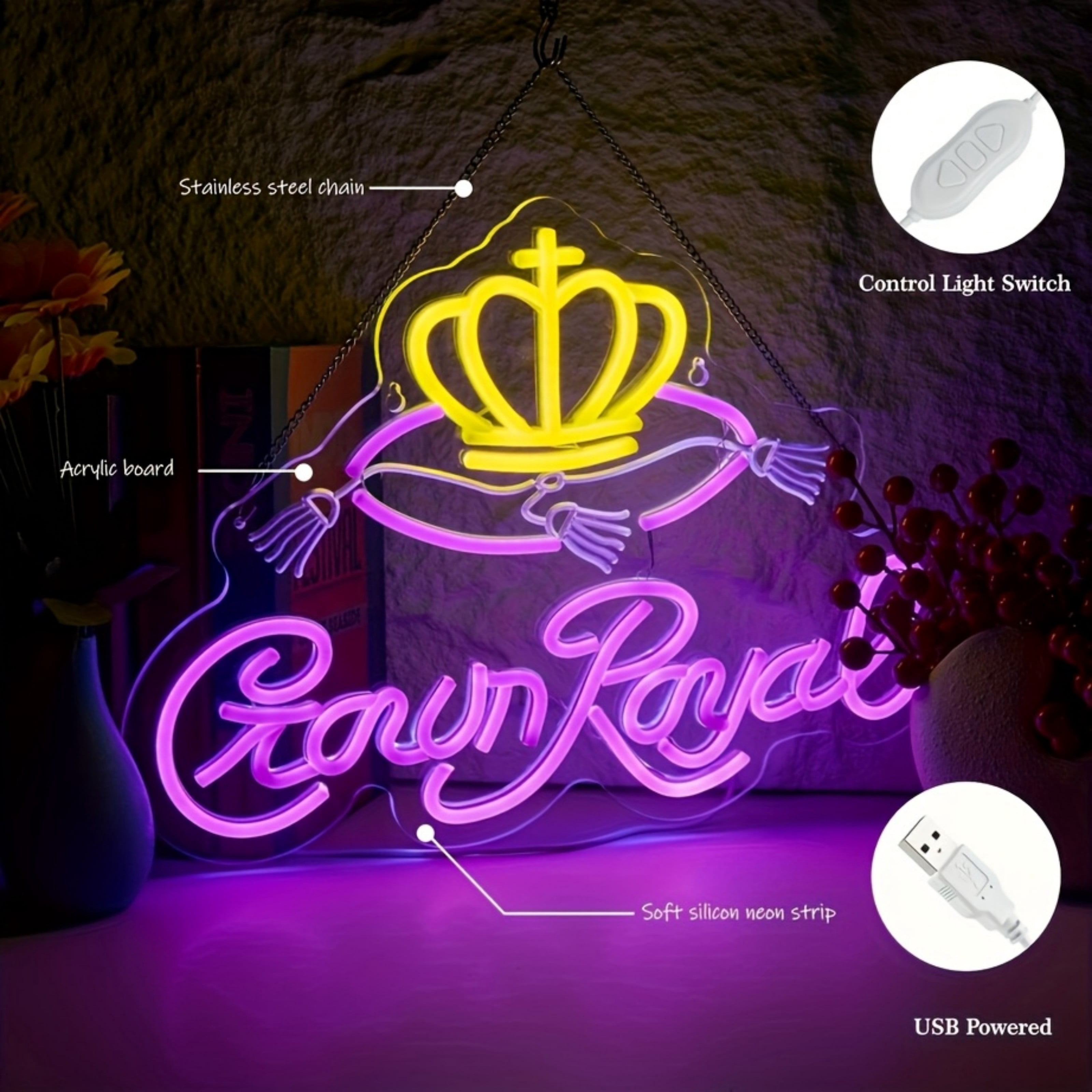 UPONRAY Whisky Neon Signs, 16.5"*12.2" Dimmable & USB-Powered LED Neon Light, Stylish Wall Decor for Bar, Party, Restaurant, Living Room, Man Cave