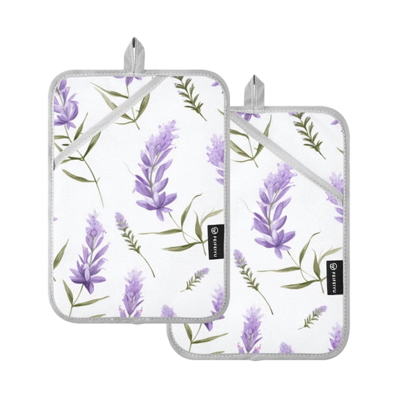 ALAZA Lavender Flower Pot Holders Set of 2 Heat Resistant Kitchen Oven Mitts