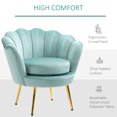 thumbnail image 4 of HOMCOM Elegant Velvet Fabric Accent Chair/Leisure Club Chair with Gold Metal Legs for Living Room, Green, 4 of 9