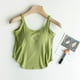 thumbnail image 2 of Camiseta interior de color liso con relleno en el pecho para mujer: camiseta sin mangas adelgazante 80 % algodón y spandex para deporte y ropa exterior., 2 of 8