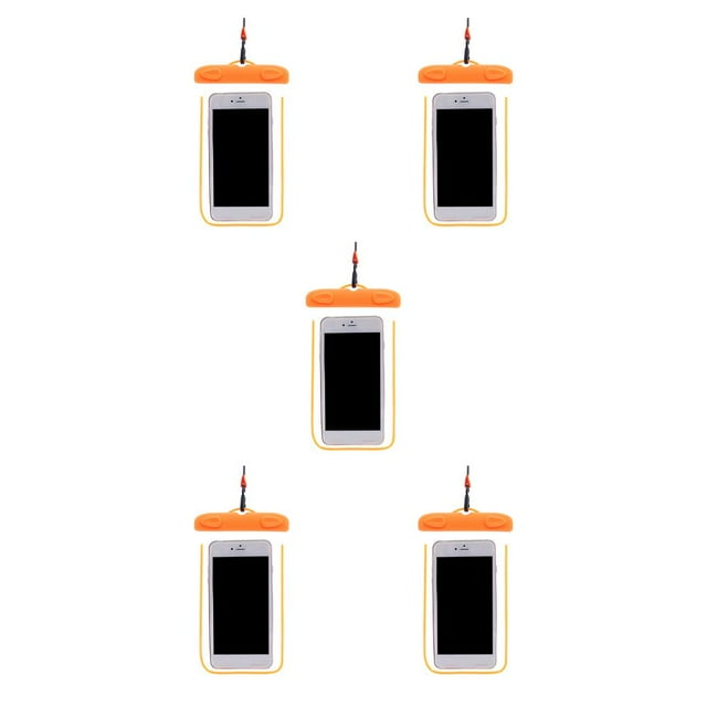 Transemion Waterproof Underwater Case Cover Bag Dry Pouch for Mobile Phone orange 5Set
