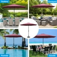 thumbnail image 6 of Kool 11FT Outdoor Patio Umbrella with Crank Handle, Market Umbrella with 8 Sturdy Umbrella Ribs, Waterproof for Garden Deck Backyard Pool, Burgundy, 6 of 7