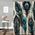 thumbnail image 2 of Awypu Peacock Feather Watercolor Shower Curtain - Waterproof, Various Sizes White, 2 of 7