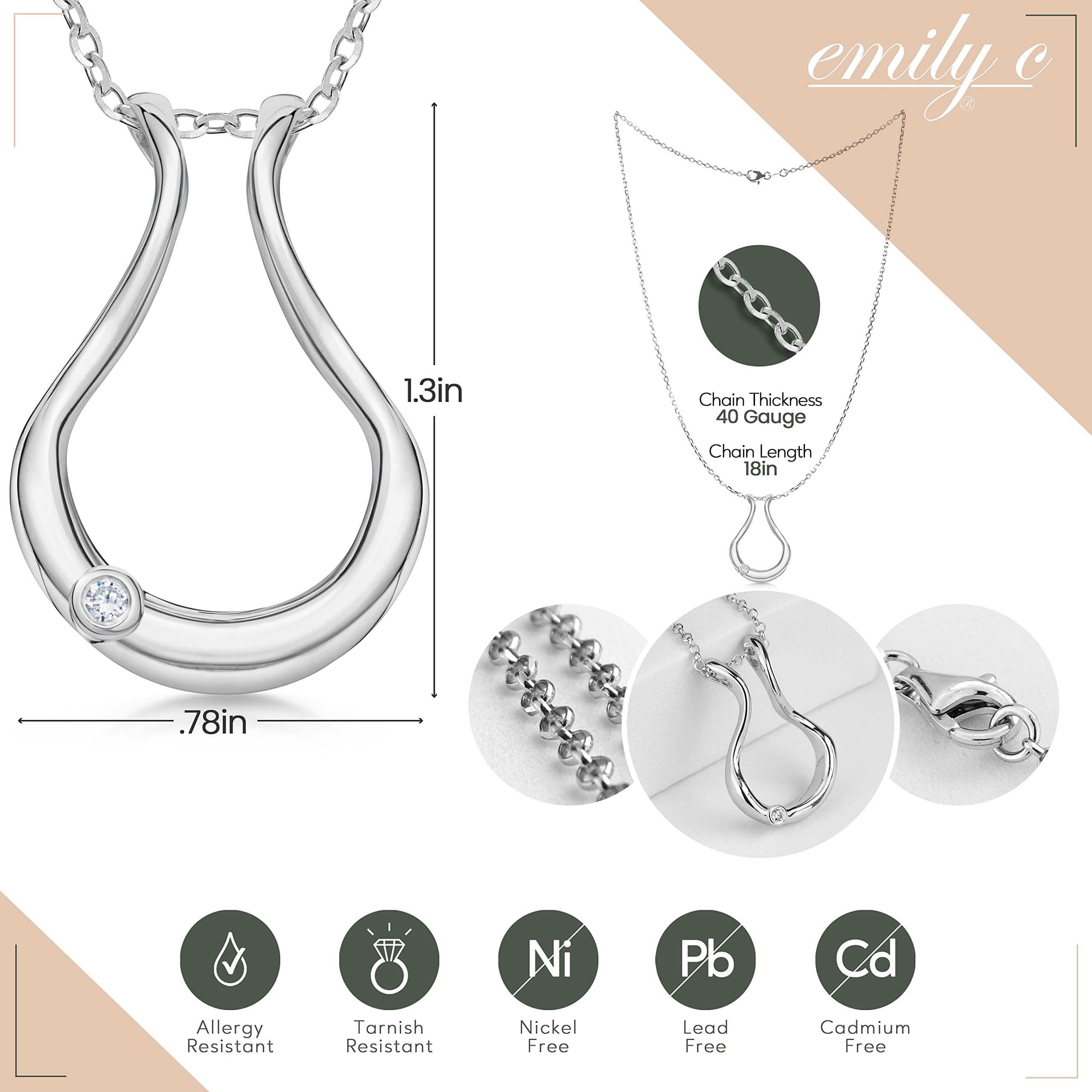 Emily C Ring Holder Necklace - Sterling Silver Ring Keeper Necklaces - Women & Men Wedding Ring Holder Necklace - Cute Necklace Jewelry for Women, Wife, Nurse, Doctor - Butterfly Ring Necklace Holder