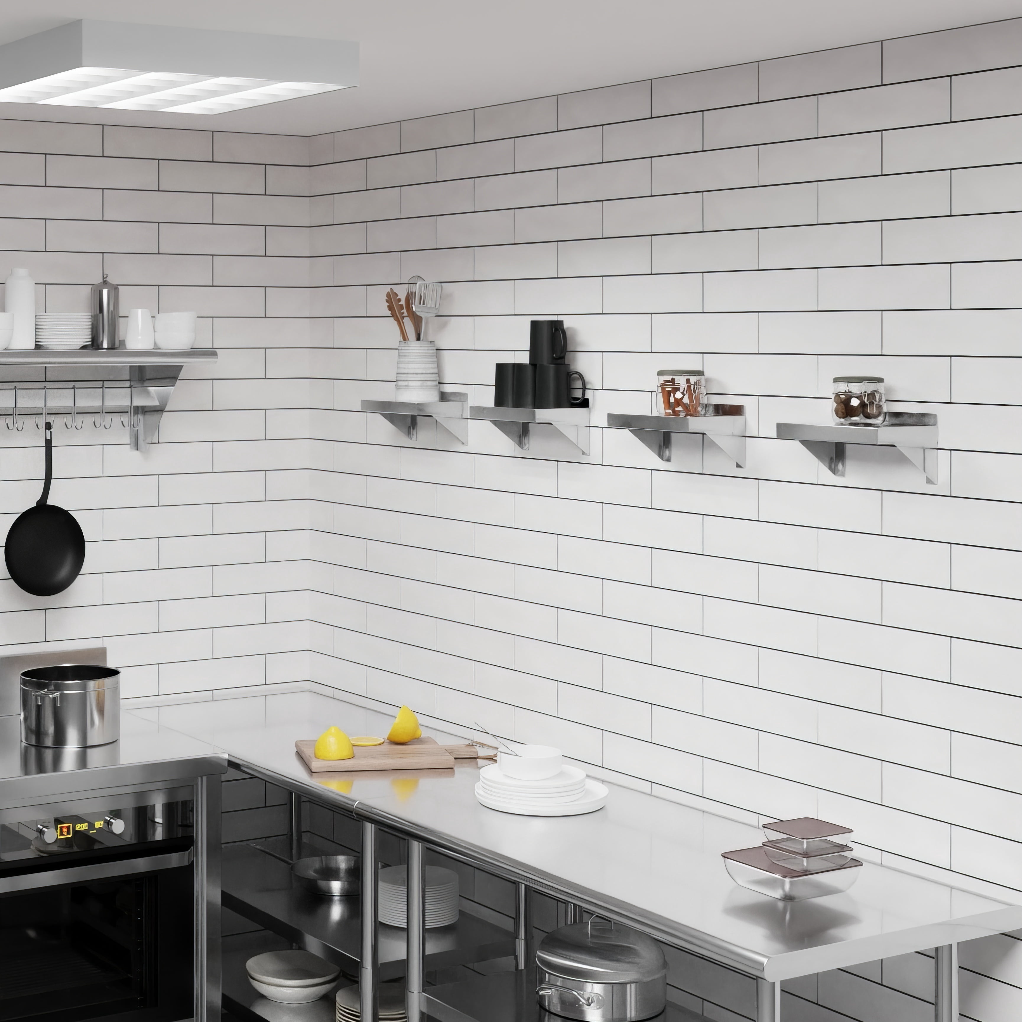AmGood 6 in. x 10 in. Stainless Steel Wall Shelf With Squared Edge | NSF Certified | Appliance & Equipment Metal Shelving | Kitchen, Restaurant, Garage, Laundry, Utility Room