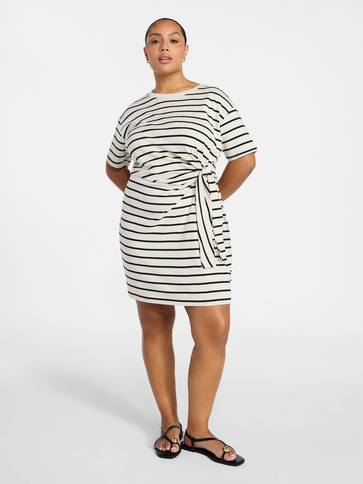 Terra & Sky Women’s Plus Front Twist Dress with Short Sleeve, Size 0X-5X