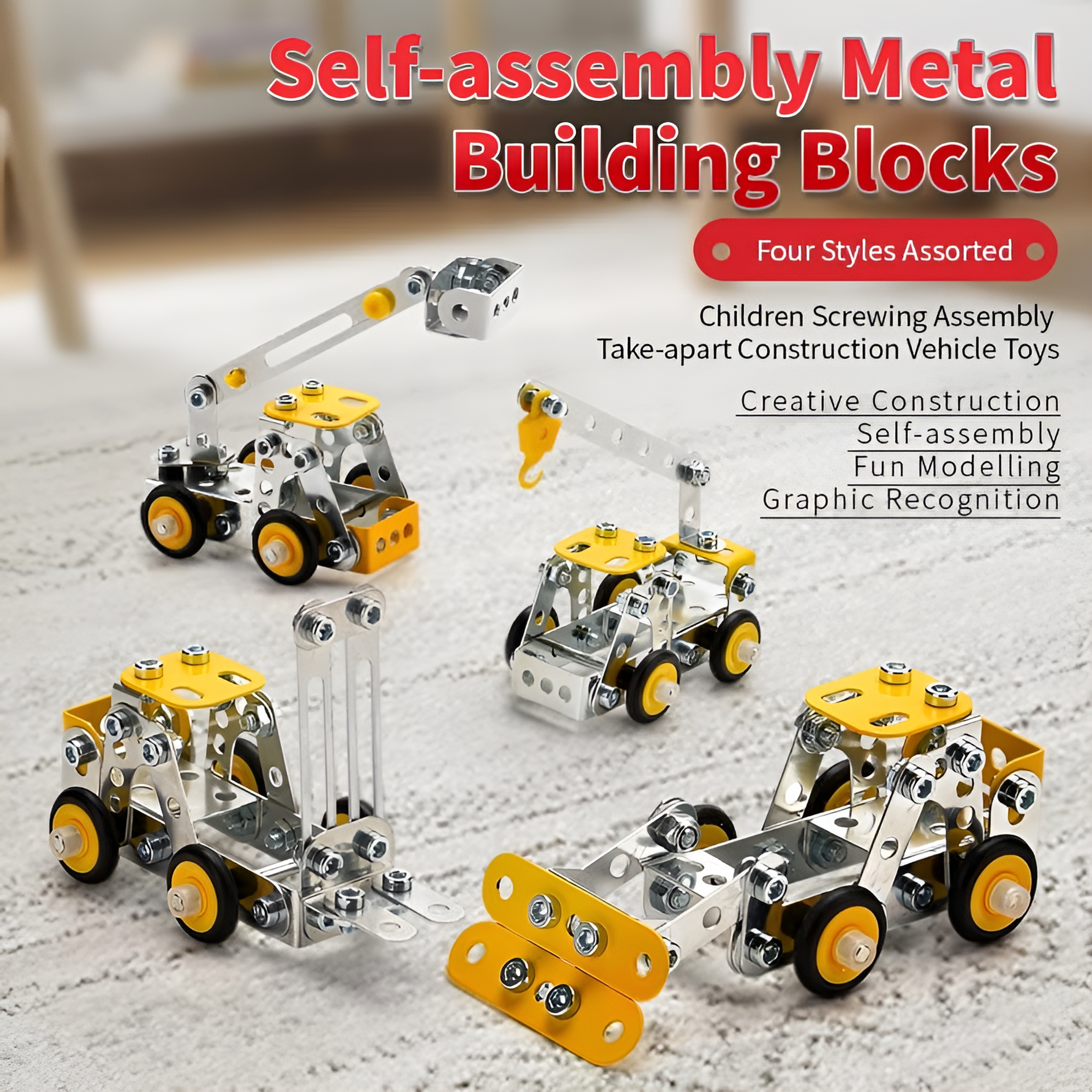 BESTSKY 2026 New Erector Set for Boys,4 Mini Metal Model Set for Kids,Engineering Metal Building Kit,Learning Construction Truck Building Toys for Boys Age 8-12 Diy Stem Educational Gifts(330Pcs)