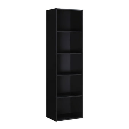 Hodedah 5-Shelf Bookcase, Black