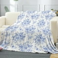 thumbnail image 4 of Blue and White Floral Throw Blanket, Fuzzy Soft Cozy Flannel Blanket for Home Bed Sofa Couch Chair, Decorative 50 x 60 Inch Blanket, 4 of 5
