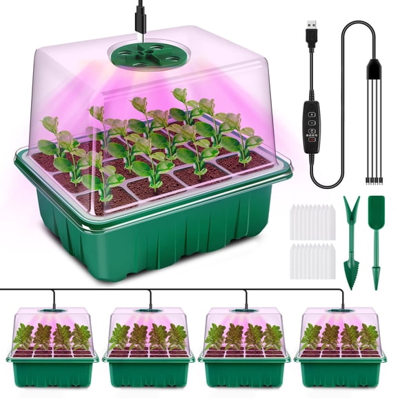 Bandeja Seed Starter YAUNGEL con Grow Light, paquete de 4 con controlador