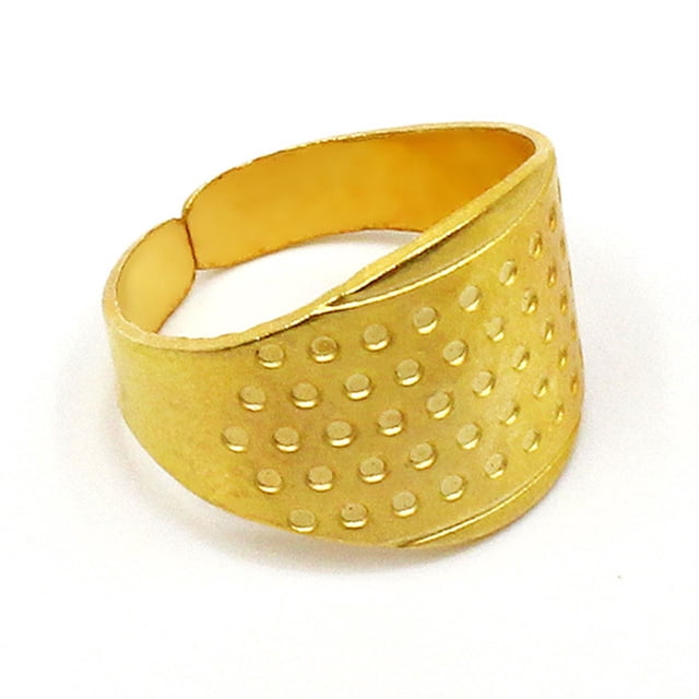 Injueey Anillos de tejer, dedal de protección para los dedos, herramientas de ganchillo de Metal de mano para el hogar especialmente Suministros de marroquinería Anillo de oro