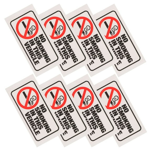 Hemobllo No Smoking Signs For Cars Visible Reminder Durable Stickers 8Pcs