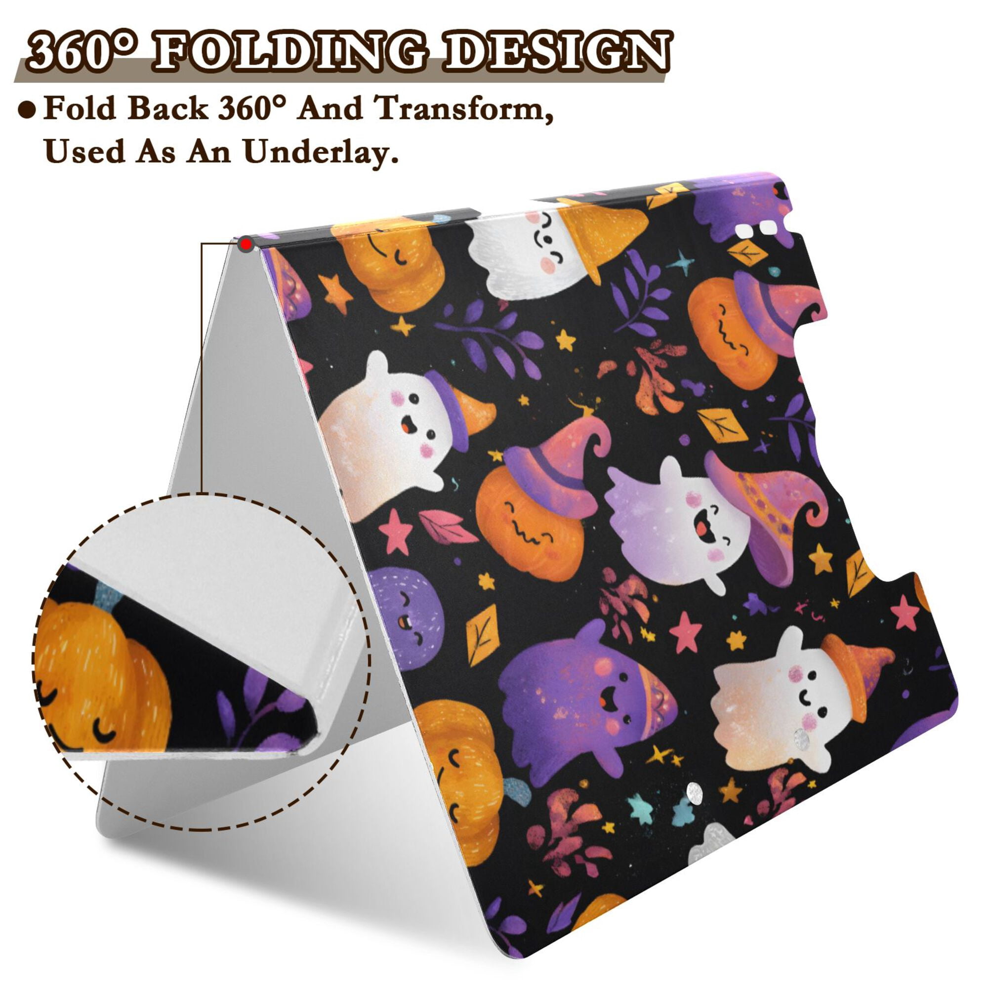 FORMRS A4 Clipboard Folder with Pen Holder Horizontal Foldable School Office Binder, Colorful Ghost Pattern