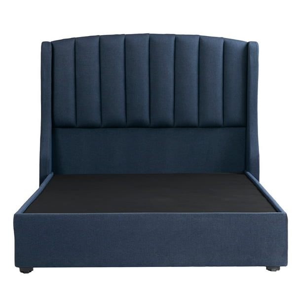 Box Base Cama Queen Size + Cabecera Majestic Rogga Azul