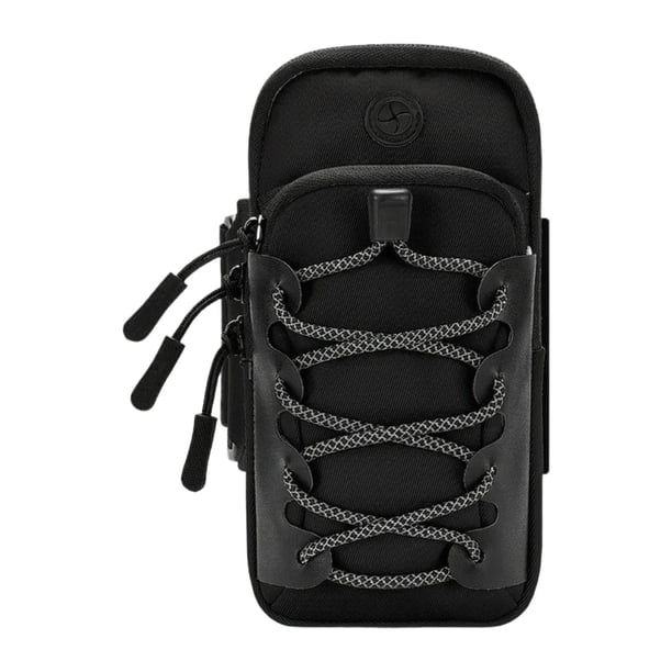 Brazalete de manga para correr Brazalete de nailon ligero Bolsa de mano portátil para brazo Negro
