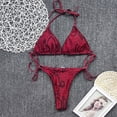 thumbnail image 5 of Hinvhai Womens swimsuits clearance,Women Snake Skin High Cut V Neck Two Pieces Bikini Swimwear Swimsuit Beachwear Red S(S), 5 of 9