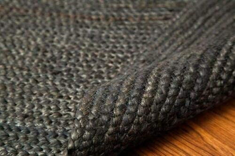 Ripaz Vogue Round Jute Rug Black Dye Hand Braided Farmhouse Jute Area Rug (5x5 Feet Round)