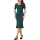 thumbnail image 1 of Conjunto de blusa peplum y falda INSPIRE CHIC para atuendo de negocios de mujer, cuello cuadrado, manga corta, falda ajustada de cola de pez, M verde oscuro, 1 of 5