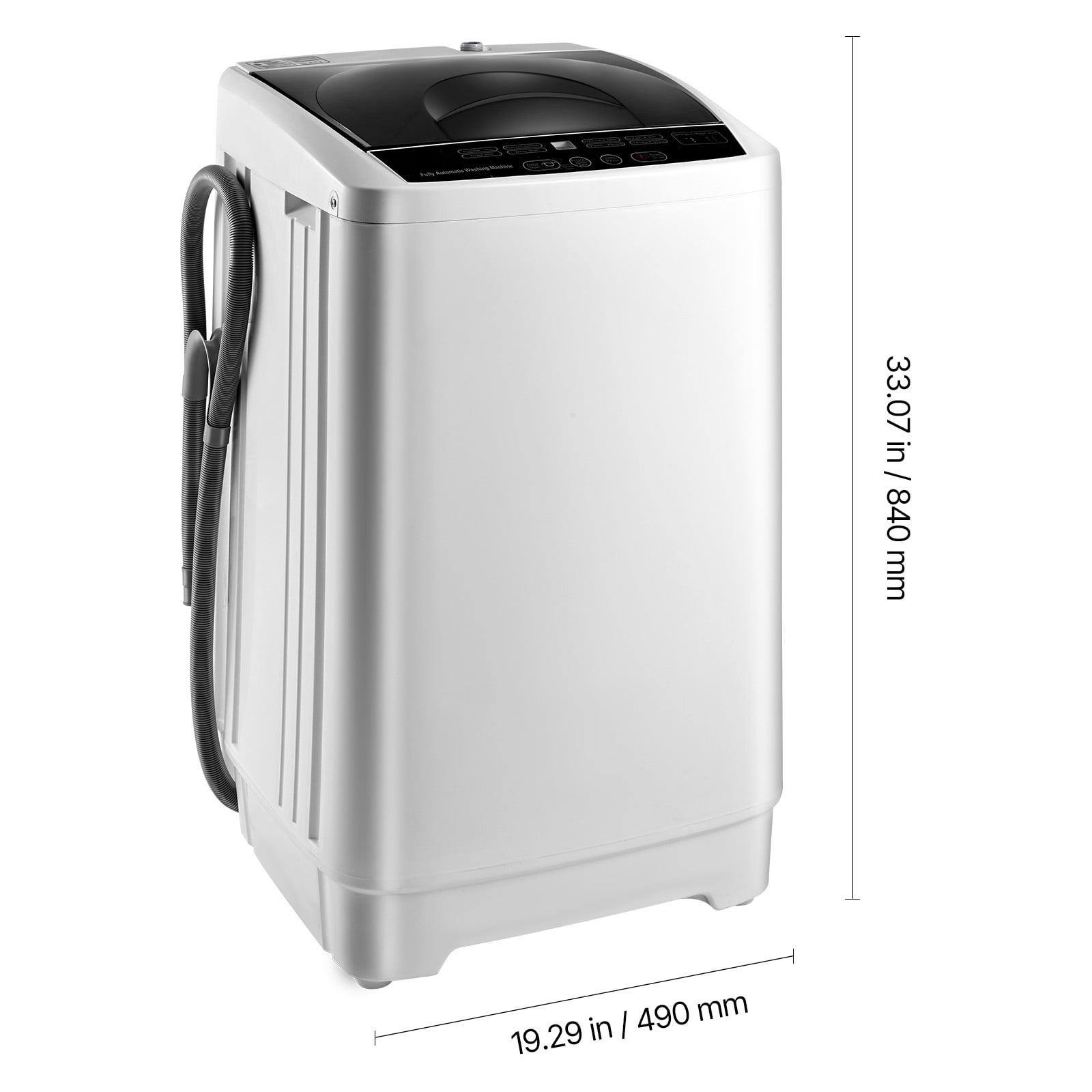 KFFKFF Portable Washing Machine, Compact Washer 1.3 cu.ft with LED Display, Stainless Steel Drum, 8 Wash Programs & 6 Adjustable Water Levels, Ideal for Apartments, RVs, and Dorms