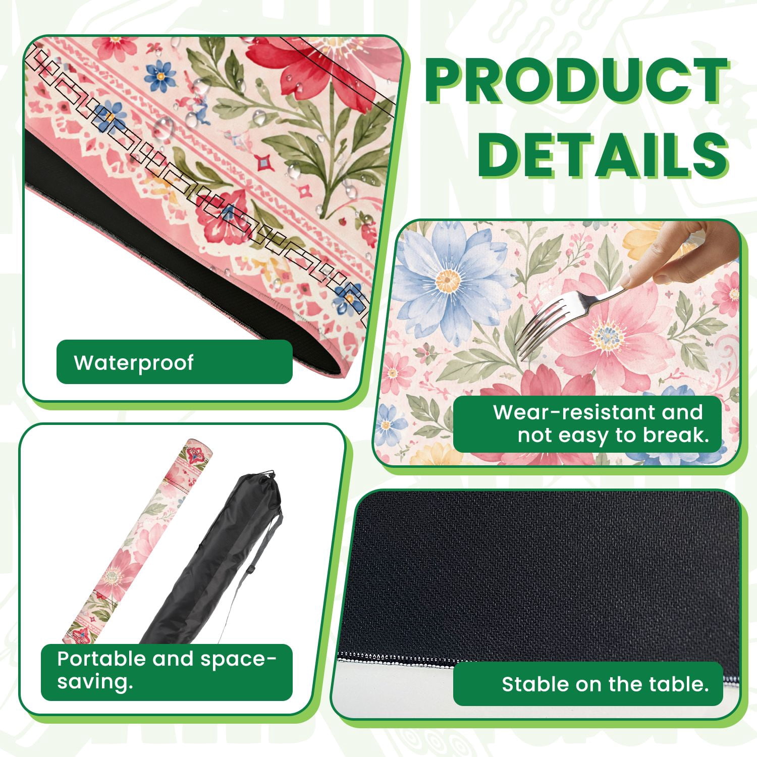 Mahjong Mat 31.5" x 31.5" Colorful Floral Watercolor Red Pink Blue Yellow Flowers Decorative Non-Slip Noise Reduction American Mahjong Tiles Table Cover for Dominoes Poker Card Board Games Gift
