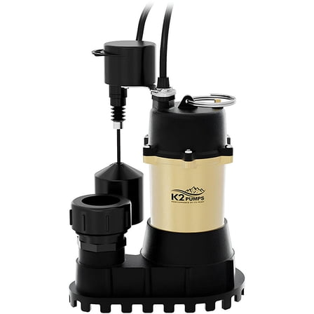 K2 Pumps Submersible Sump Pump 1/2 Hp Cast Iron With Piggyback Vertical Switch