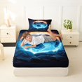 thumbnail image 4 of Manfei Football Games Twin Sheets For Boys,Ball Sport Bedding,Blue Orange Black,3-Piece,1 Fitted Sheet and 1 Pillowcase, 4 of 7