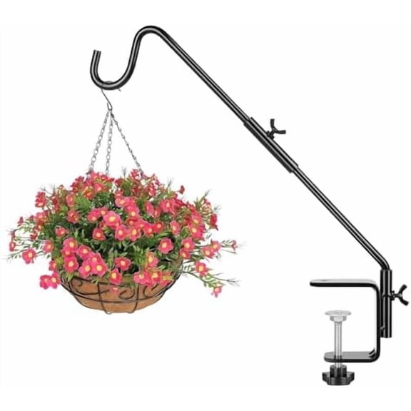 Heavy Duty Deck Hook, 16 Inch Bird Feeder Hanger for Hummingbird Feeders, Planters, Lanterns, Wind Chimes, 360° Rotatable Arm, Black, Birthday Gifts for Women Men, Gifts for Mom Dad