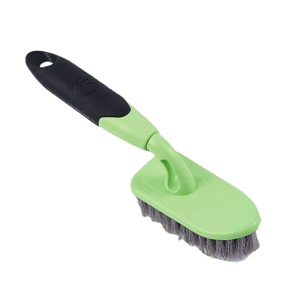 Floor Scrub Brush with Handle & Hanging Loop, Durable Shower Scrubber for Cleaning Kitchen Wall, Tile, Grout, Tub and Carpet, Brush Broom for Scrubbing Garage, Patio Deck, 1Pc(Green,9x1.5")