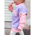 thumbnail image 3 of ZAXARRA Infant Baby Girls Sweatshirts Letter Print Contrast Color Crew Neck Long Sleeve Kids Pullovers Fall Tops, 3 of 6