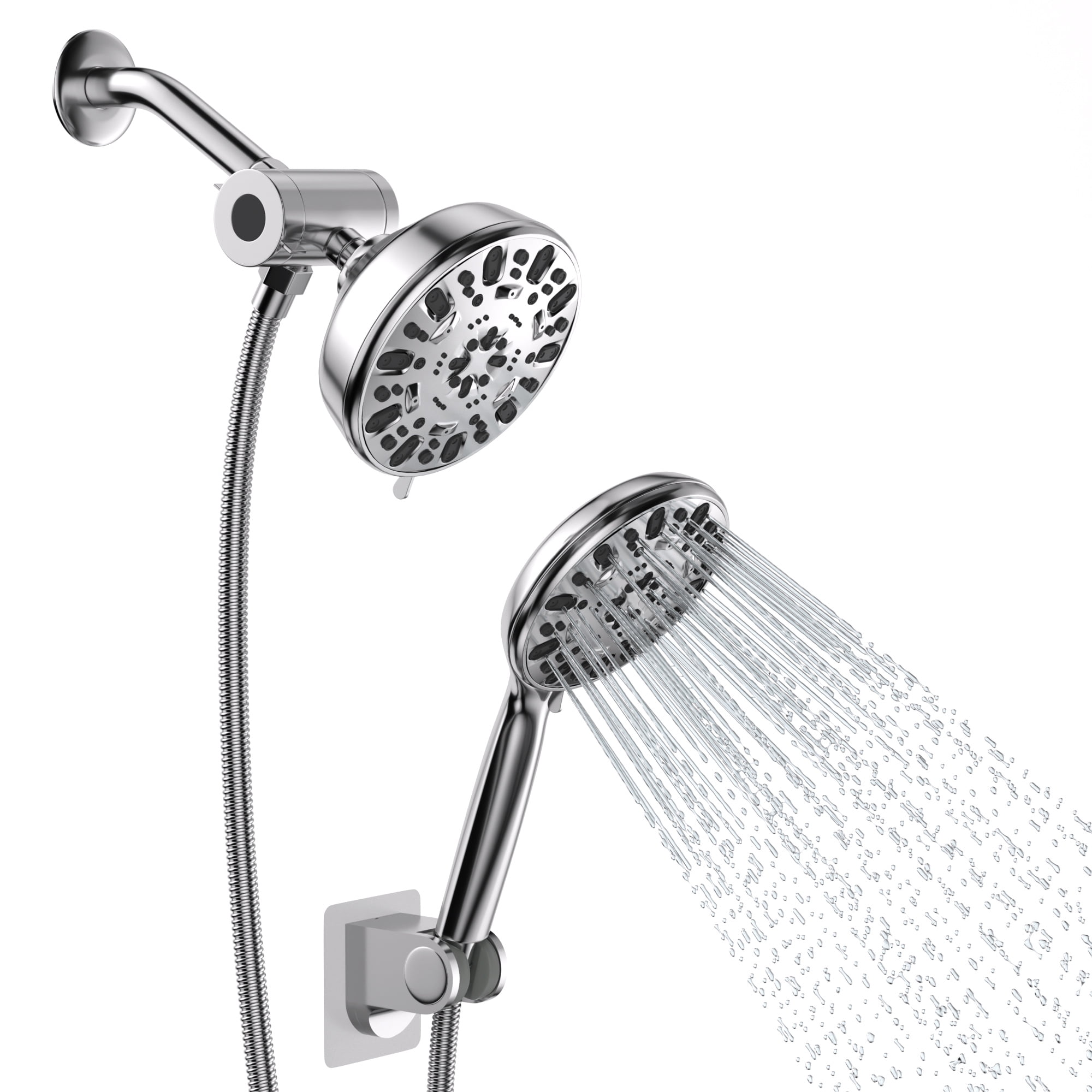 Lordear 7Setting Shower Head with Handheld Showr in Brushed Nickel,3Way Shower System
