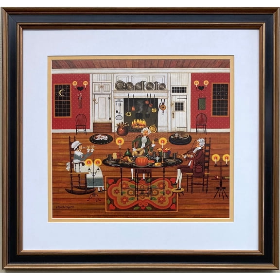 Charles Wysocki "Thanksgiving Dinner Music " New FRAMED Art Americana Rural Generic