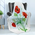 thumbnail image 4 of Floral Soft Flannel Fleece Throw Blanket, Poppy Flowers Bouquet Meadow Beauty Rural Petal of Fragrance Image, Cozy Plush for Indoor and Outdoor Use, 50" x 70", Fern Green Pale Blue, by Ambesonne, 4 of 5