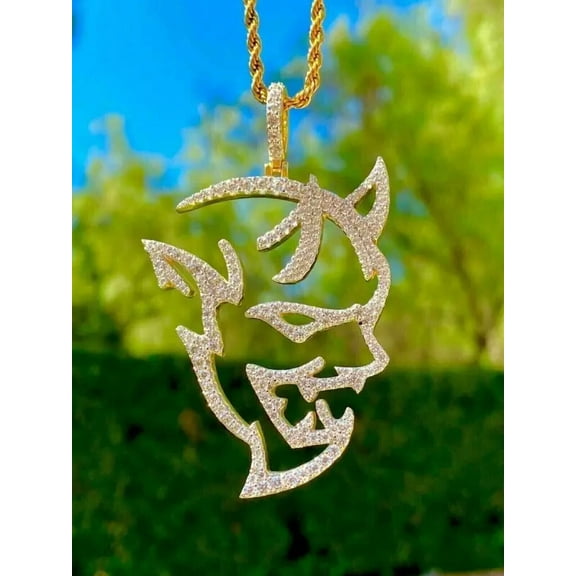 Aishvi Jewels 2 Ct Round Cut Moissanite Men's Devil Charm Pendant 14K Real Yellow Gold Plated 18'' Free Chain
