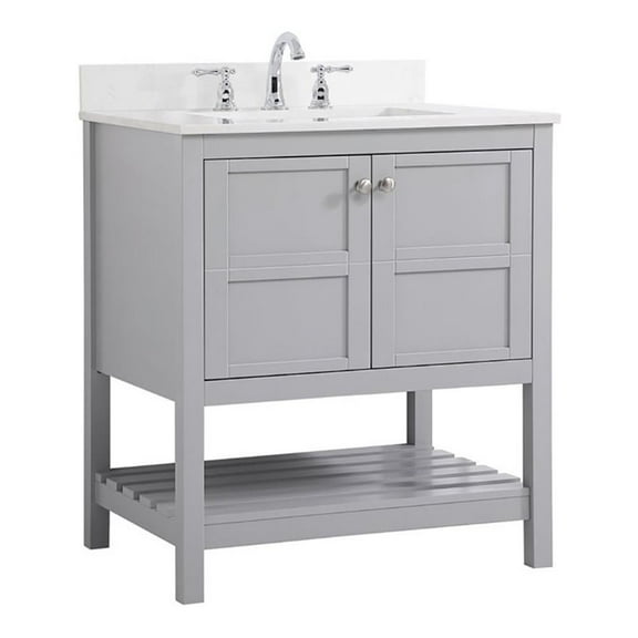 30 inch Single Bathroom Vanity in Gray with Backsplash
