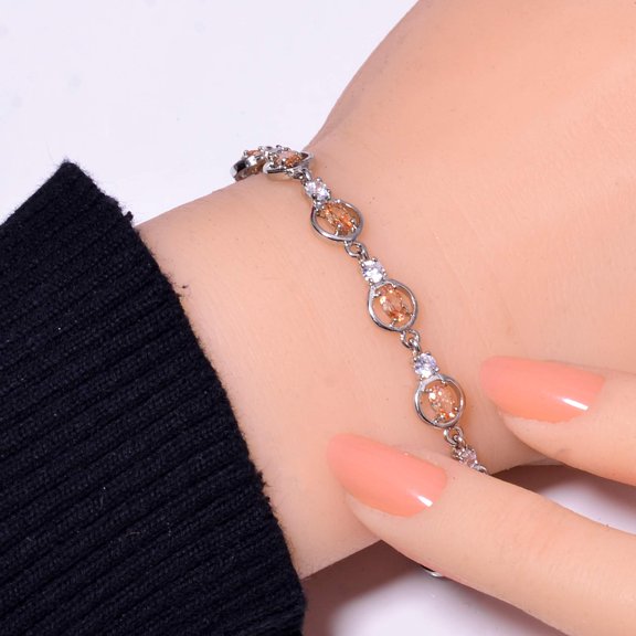 Morganite 925 Sterling Silver Tennis Bracelet 8.99" B_9730_695_33, New Year Sale, Valentin's Day Gift