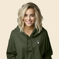 thumbnail image 4 of Dalix Astronaut Embroidered Fleece Cropped Hoodie Cold Fall Winter Women in Military Green 2XL XX-Large, 4 of 5