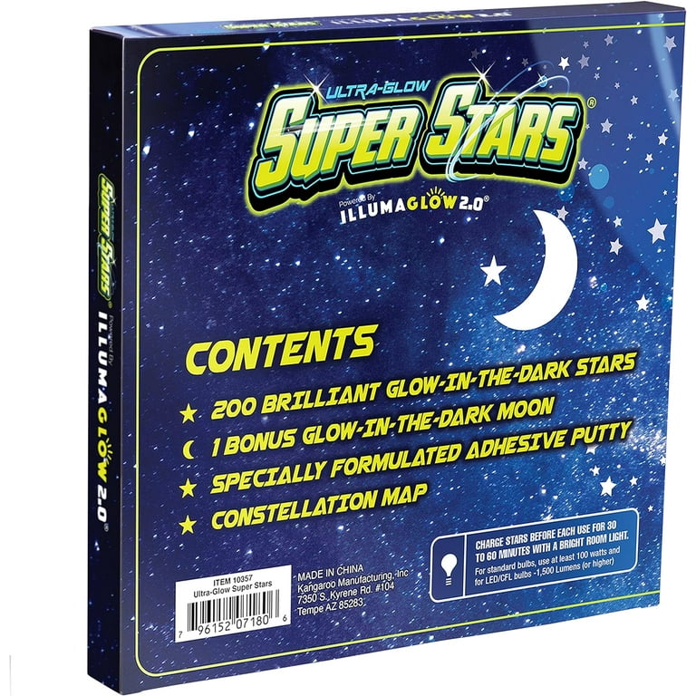 Glow Stars Supernova: 200 of The Brightest Glow in The Dark Stars, Boxed  Set with Double Sided Tape, Mesh Pouch & Free Constellation Guide, Glow in  The Dark C…