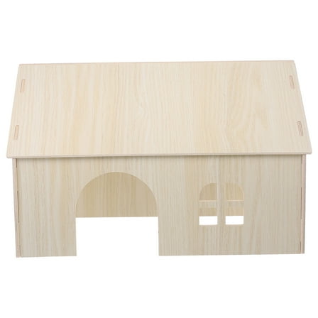 Luxshiny Beige Wooden Squirrel House for Small Pets Decor Safe and Comfortable