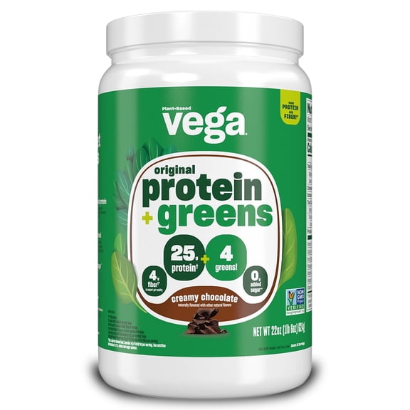 Vega Protein   Supergreens Premium Protein Powder, Chocolate, 13 Servings, 22oz