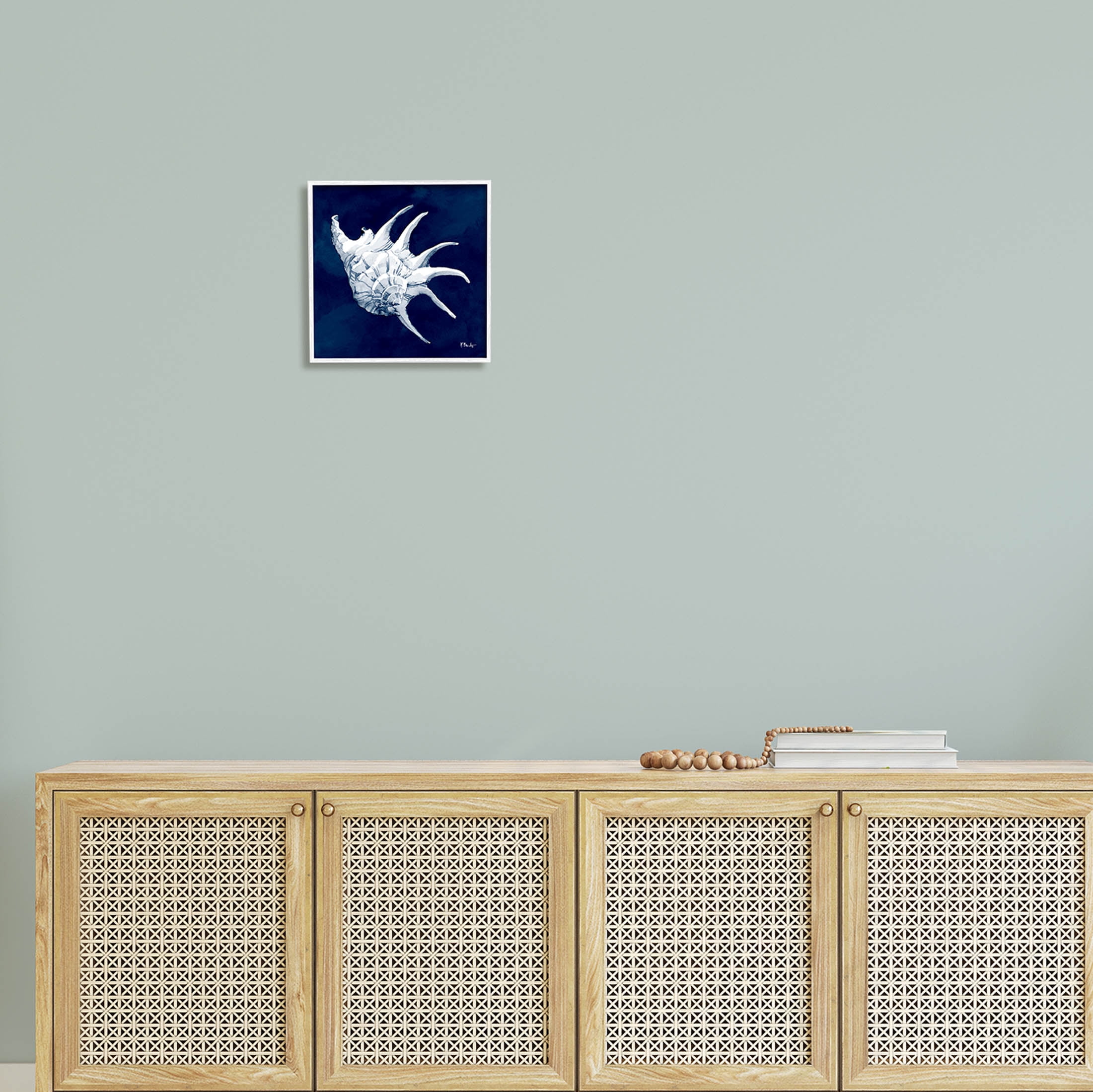 Stupell Industries Cyanotype Shells Traditional Conch Graphic Art White Framed Art Print Wall Art, Design by Paul Brent