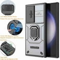 thumbnail image 3 of Dteck Compatible with Samsung Galaxy S24 Ultra Bracket Shell,with Slide Lens Cover Magnetic Metal Ring Holder Heavy Duty TPU+PC Shockproof Phone Case for Samsung Galaxy S24 Ultra 5G,Gray, 3 of 7
