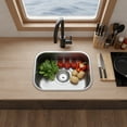 thumbnail image 4 of RV Sink 304 Stainless Steel – 12.6" X 8.66" Drop-in Caravan Kitchen Basin with Soundproofing Pad, Flexible Drainpipe & Filter, Compact Camper Boat Bar Sink for Motorhome Outdoor Kitchen (Silver), 4 of 14