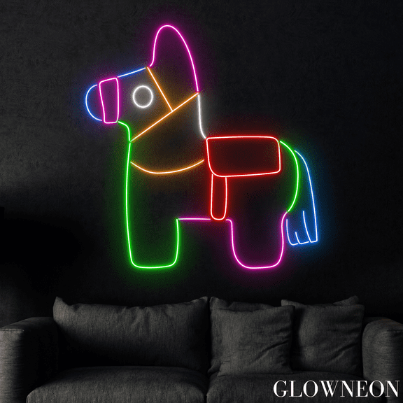 Glowneon Mexican Pinata Rainbow Neon Sign, Fiesta Pinata Led Decor