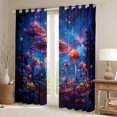 thumbnail image 2 of Homewish Cute Fungus Plants Blackout Curtains,Watercolor Botanical Mushrooms Curtains Pack of 2 (42x84 Each),Blue Orange, 2 of 6