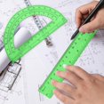 thumbnail image 6 of 2 Packs 12 Inch Plastic Ruler and 6 Inch Plastic Protractor Set Clear Math Geometry Set Classroom Set Angle Detector School Supplies Classroom Ruler Home Office Drawings (Green), 6 of 6