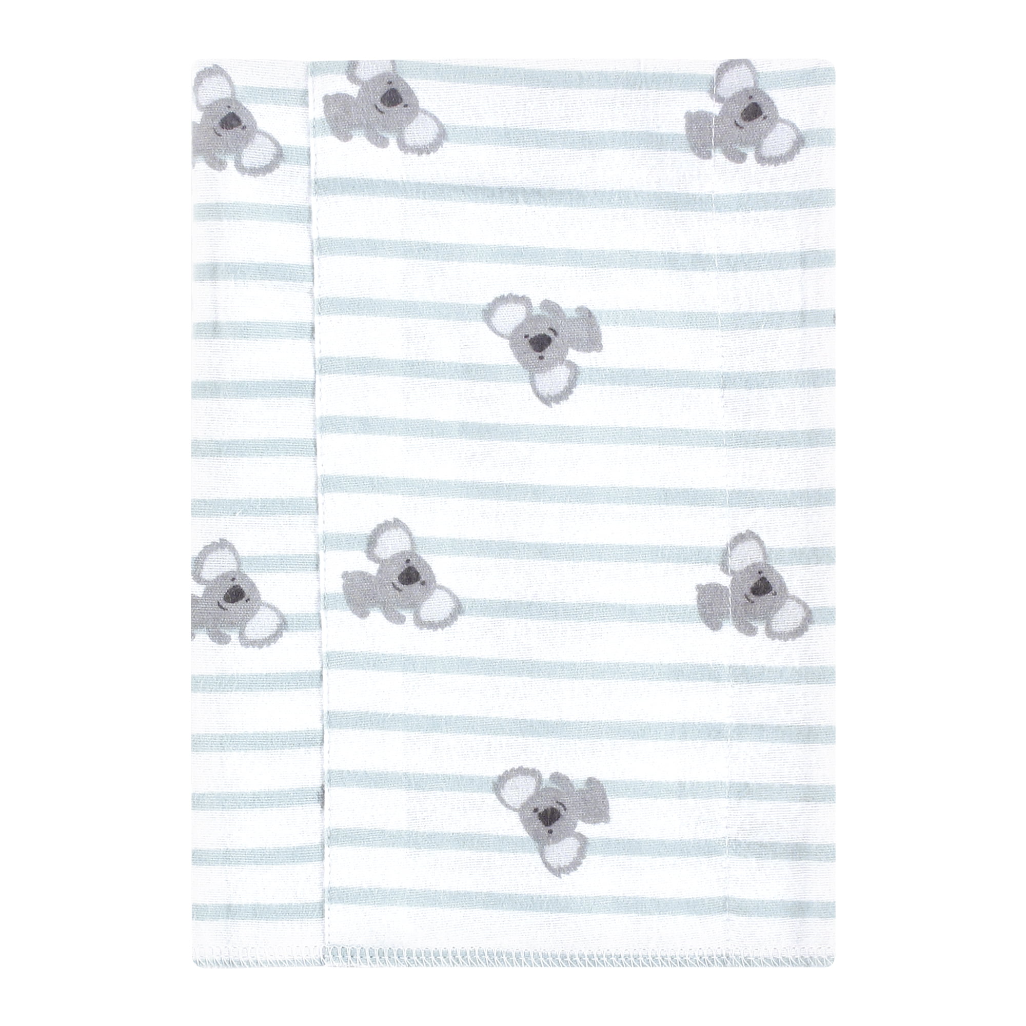 Hudson Baby Unisex Baby Cotton Poly Flannel Burp Cloths, Koala Stripe 7-Pack, One Size