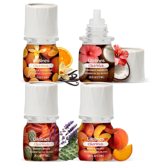 Mezclas de aceites esenciales Lifelines ClickWick, paquete de 4 unidades Sun-Kissed